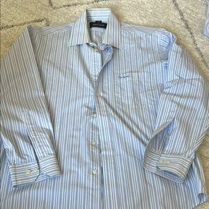 Pierre Cardin Blue and White Dress Shirt Classic Pinstripe